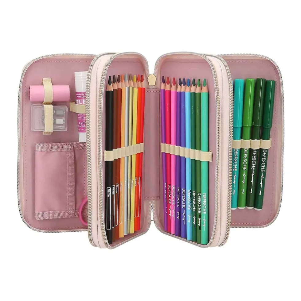 Depesche 3-Fach Federtasche mit Pferdekopf-Applikation inkl. Stifte Miss Melody 7,5 x 13 x 20 cm