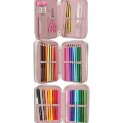 Depesche 3-Fach Federtasche mit Stickerei SUMMER FEELING inkl. Stifte TOPModel 7,5 x 13 x 20 cm