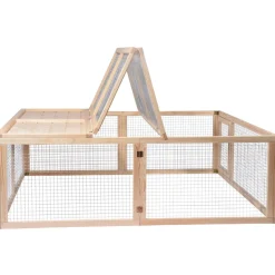 Dobar Freilaufgehege aus Holz, Aufklappbares Kaninchengehege mit Tür
