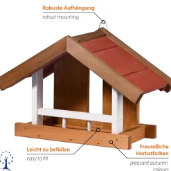 dobar Vogelhaus "Herbstfrüchte" im 2er-Set, Vogelfutterhäuser zum Aufhängen, 22,5x21x16 cm