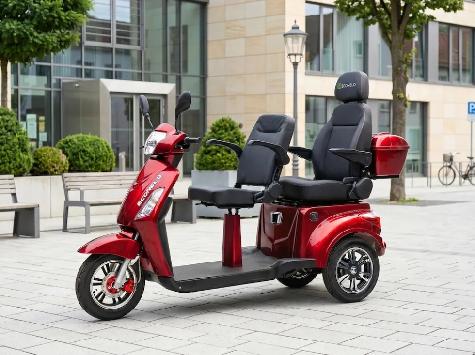 ECONELO E-Seniorenmobil Billy 2.0, Lithium-Akku, 3-Rad, 60V, 1000 Watt, groß Sitz, Rot