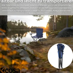 Ecosa Campingstuhl Blau Klappstuhl Faltbar – Robuster Outdoor Stuhl mit Tragetasche