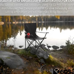 Ecosa Campingstuhl Schwarz Klappstuhl Faltbar – Robuster Outdoor Stuhl mit Tragetasche
