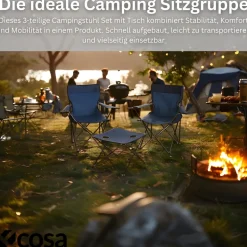 Ecosa 3-teiliges Campingmöbel Set mit 2 Klappstühlen und Campingtisch Faltbar Tragbar