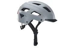 ECO Urban Fahrradhelm, ABS-Hartschale, mit LED-Licht und Reflektionsstreifen, Größe: 59-61 cm, Farbe: grau
