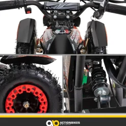 Elektro-Kinderquad Cobra, 800 Watt, bis 24 km/h, ab 8 Jahren, Federung, 3x 12V-Akku, Scheibenbremsen (Rot/Schwarz)