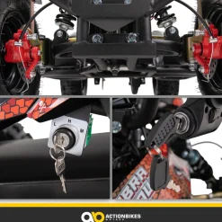 Elektro-Kinderquad Cobra, 800 Watt, bis 24 km/h, ab 8 Jahren, Federung, 3x 12V-Akku, Scheibenbremsen (Rot/Schwarz)