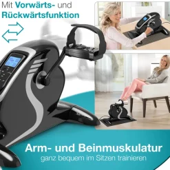 ELONEO 2in1 Arm- und Beintrainer, Elektro-Mini-Heimtrainer 3.0, Pedealtrainer mit Motor, inkl. Trainingsdisplay, Massage-Handgriffe Anti-Rutschmatt