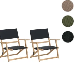 2er-Set Bambus Campingstuhl MCW-Q42, Gartenstuhl Balkonstuhl Freizeitstuhl klappbar Outdoor Stoff/Textil ~ schwarz