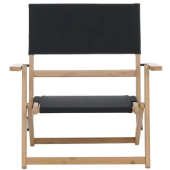 2er-Set Bambus Campingstuhl MCW-Q42, Gartenstuhl Balkonstuhl Freizeitstuhl klappbar Outdoor Stoff/Textil ~ schwarz
