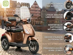 E-Seniorenmobil Denia, Lithium-Akku, 3-Rad, 1000 Watt, Grau