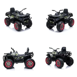 ES-Toys Elektro Kinderquad MP3, USB, Batterieanzeige, Stoßdämpfer, 2x12V Motoren dunkelgrün