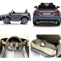 ES-Toys Kinder Elektroauto Audi TTRS, EVA-Reifen, Sicherheitsgurt, Fernbedienung grau-blau