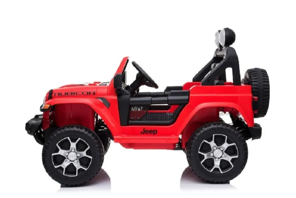 ES-Toys Kinder Elektroauto Jeep Wrangler Rubicon EVA Reifen Allrad lizenziert rot