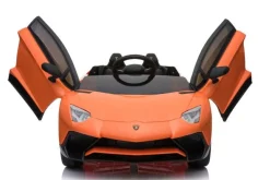 ES-Toys Kinder Elektroauto Lamborghini Aventador SV EVA-Reifen Kunstledersitz orange