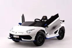 ES-Toys Kinder Elektroauto Lamborghini Aventador SVJ Xago EVA-Reifen Zweisitzer weiß