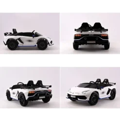 ES-Toys Kinder Elektroauto Lamborghini Aventador SVJ Xago EVA-Reifen Zweisitzer weiß