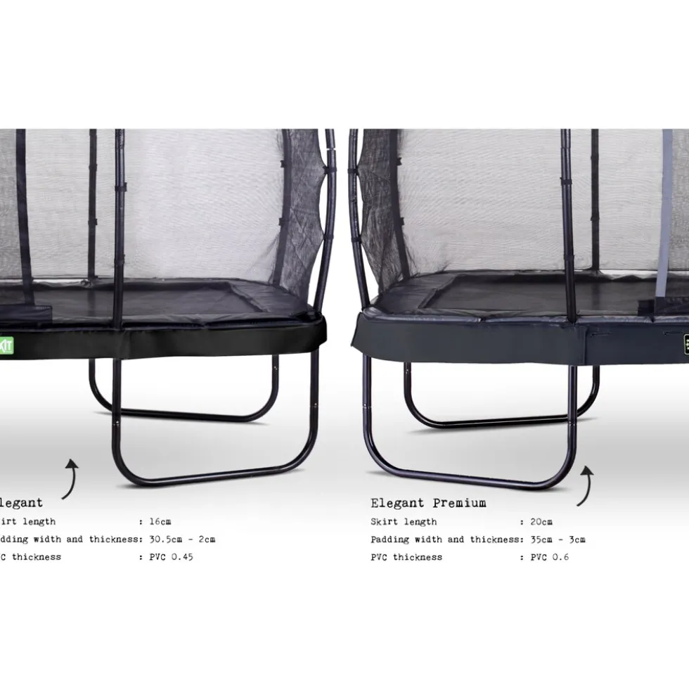EXIT Elegant Premium Rect. 214x366 (7x12ft) + Sicherheitsnetz Deluxe RECHTECKIG schwarz