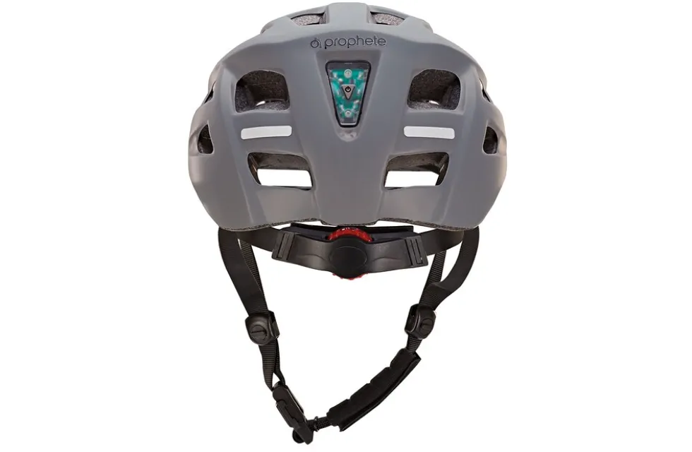 Fahrradhelm, stoßfeste Hartschaum-Innenschale,mit LED-Licht und Reflektionsstreifen, Größe: 58-61 cm, Farbe: grau