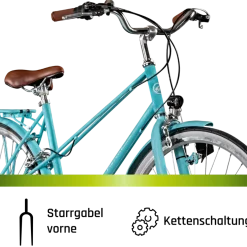 Galano Florenz Damenfahrrad 28 Zoll Stadtrad 155 - 185 cm Cityrad mit 6 Gängen retro Fahrrad Damen Cityfahrrad mit Felgenbremsen