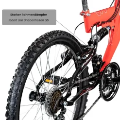 Galano FS180 Jugendfahrrad 24 Zoll Mountainbike 130 - 145 cm 18 Gänge Mädchen Jungen Fahrrad ab 8 Jahre MTB Fully Jugendrad V-Brakes
