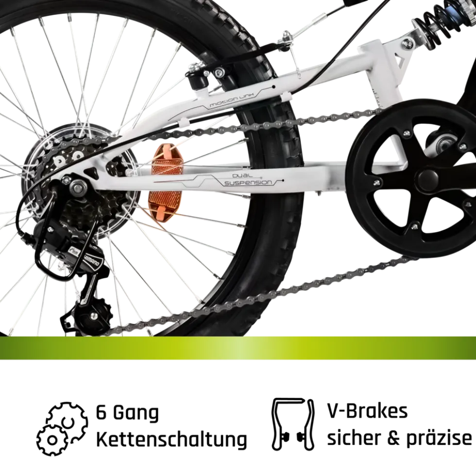 Galano FS180 Kinderfahrrad ab 6 Jahre 120-135cm Mädchen Jungen Fahrrad 20 Zoll 6 Gang Mountainbike Fully mit V-Brakes MTB