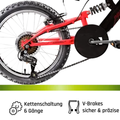 Galano FS180 Kinderfahrrad 6 Gang 18 Zoll ab 6 Jahre 115 - 130 cm Mountainbike Fully für Jungen und Mädchen MTB Fahrrad Fullybike