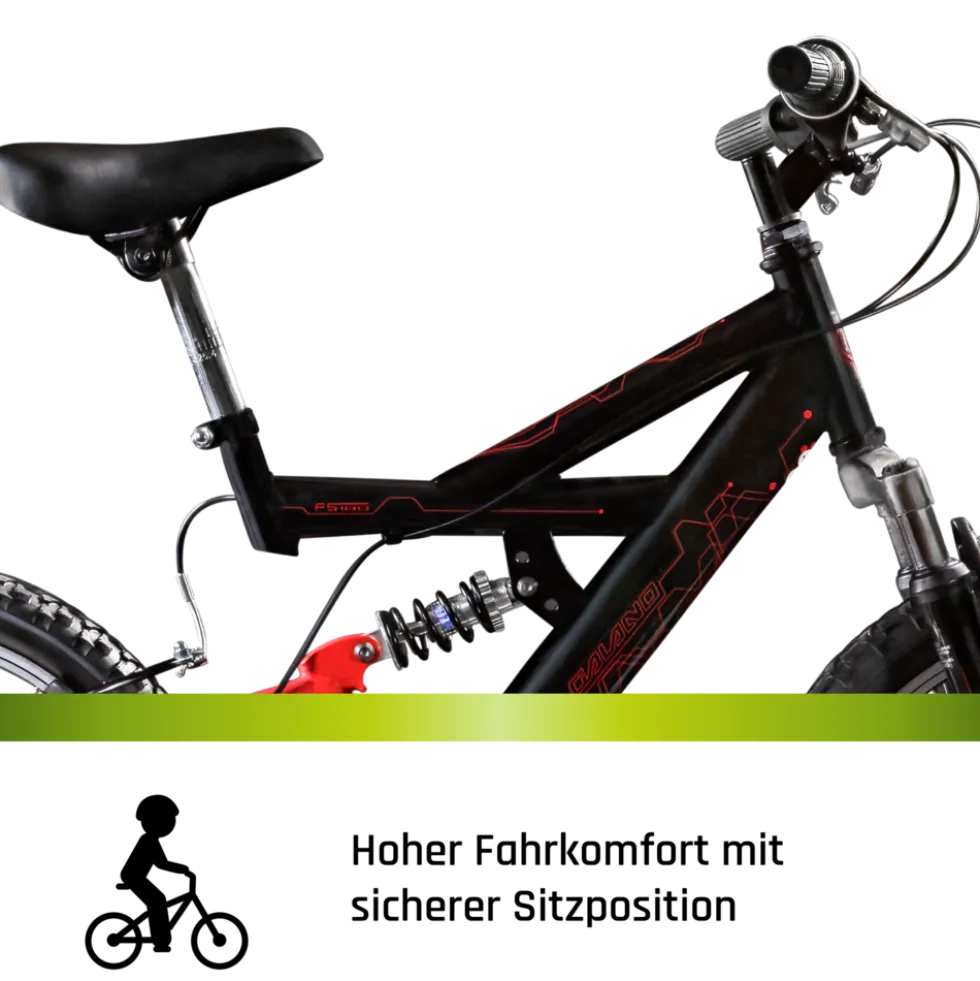 Galano FS180 Kinderfahrrad 6 Gang 18 Zoll ab 6 Jahre 115 - 130 cm Mountainbike Fully für Jungen und Mädchen MTB Fahrrad Fullybike