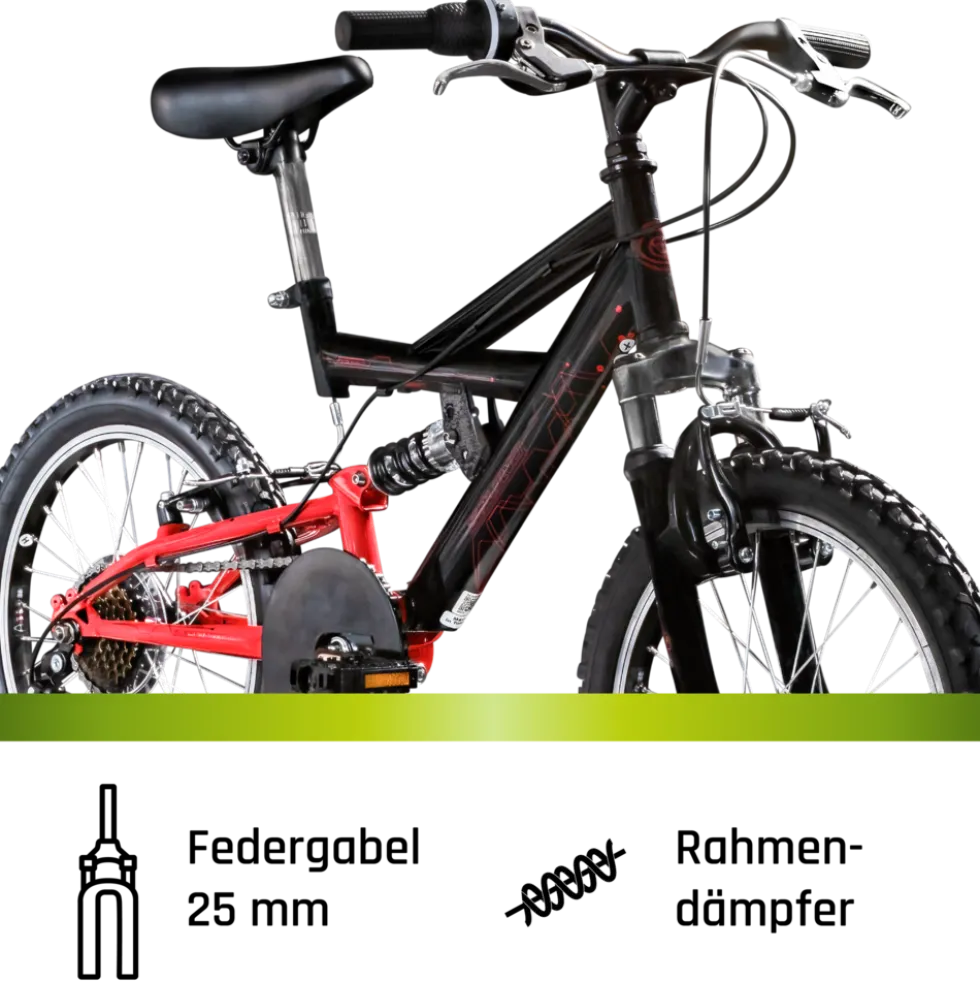 Galano FS180 Kinderfahrrad 6 Gang 18 Zoll ab 6 Jahre 115 - 130 cm Mountainbike Fully für Jungen und Mädchen MTB Fahrrad Fullybike