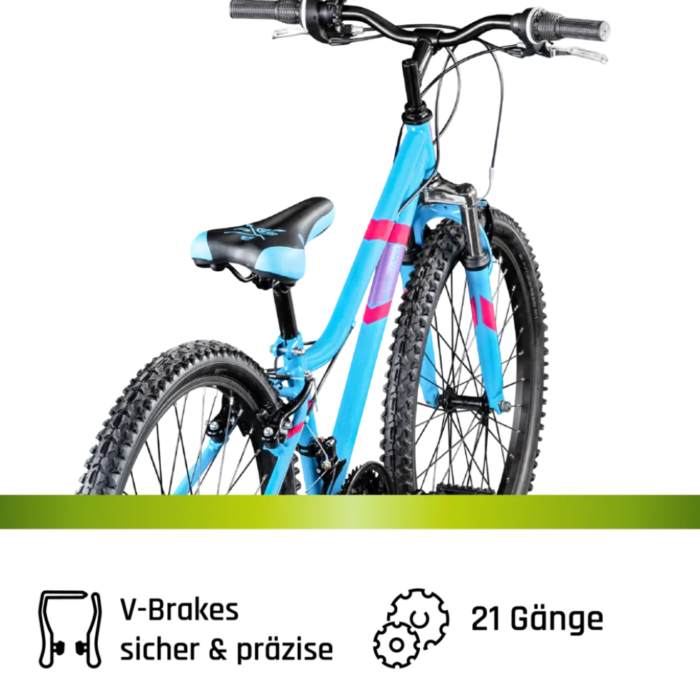 Galano GA20 Jugendfahrrad 24 Zoll Mountainbike 130 - 145 cm 21 Gänge Mädchen Jungen Fahrrad ab 8 Jahre MTB Hardtail Jugendrad V-Brakes