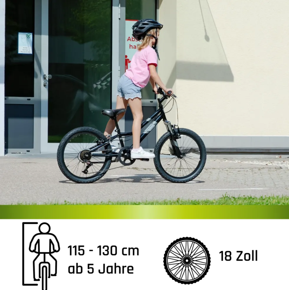 Galano GA20 Kinderfahrrad 18 Zoll 115 - 130 cm Mädchen Jungen Fahrrad ab 5 Jahre Mountainbike 7 Gänge MTB Hardtail Kinder Fahrrad