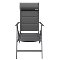 GARMIO® Gartenstuhl Balkonstuhl FLORENZ anthrazit, 7-fach verstellbar, klappbar, inkl. Nackenkissen, für Terrasse