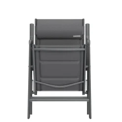 GARMIO® Gartenstuhl Balkonstuhl FLORENZ anthrazit, 7-fach verstellbar, klappbar, inkl. Nackenkissen, für Terrasse