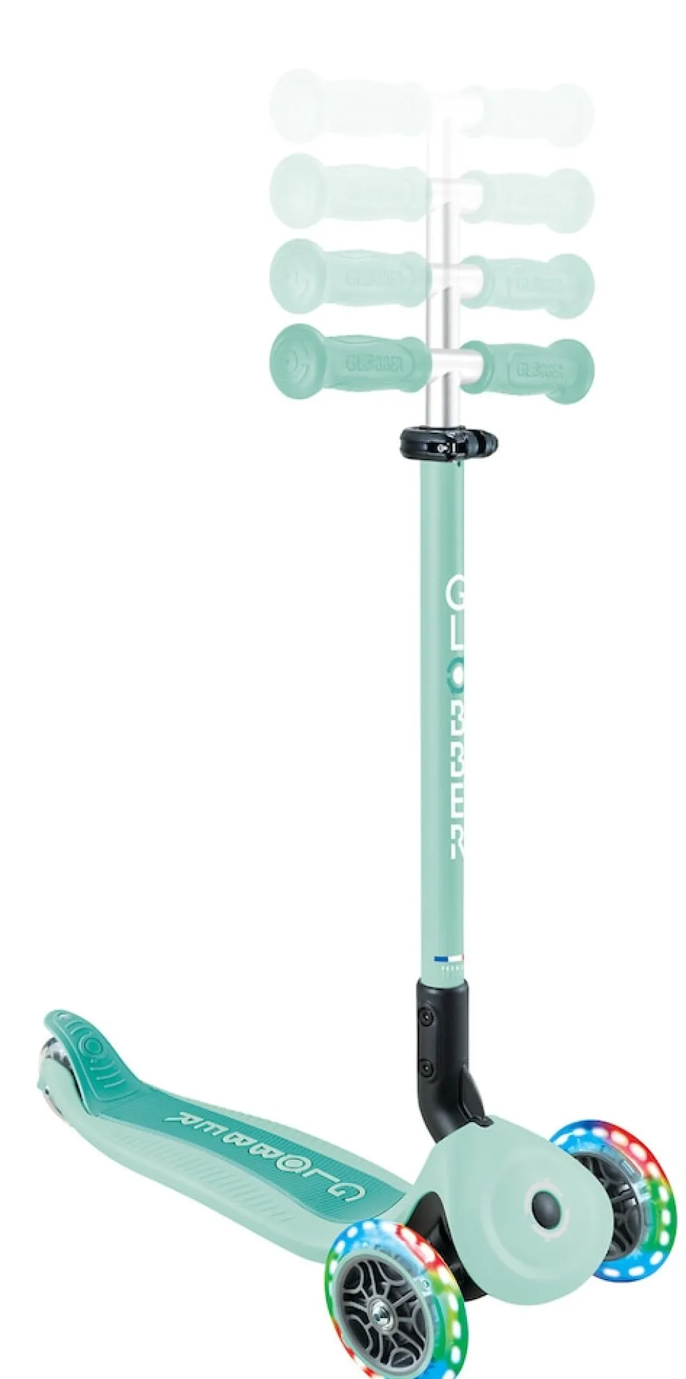 GLOBBER GO-UP ACTIVE LIGHTS – 3 in 1 Dreirad, Laufrad und Scooter, 120/80 mm, 3-rädrig, höhenverstellbar, mint