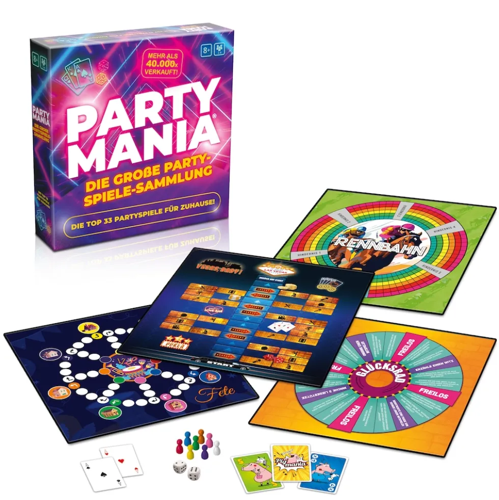 Gomazing Partymania Partyspiele Sammlung mit 33 Spielen ab 8 Jahren