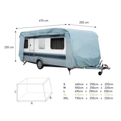 GreenYard Abdeckplane für Wohnwagen oder Wohnmobile Größe XL 670 x 250 x 220 cm