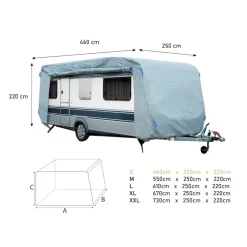 GreenYard Abdeckplane für Wohnwagen oder Wohnmobile Größe S 460 x 250 x 220 cm