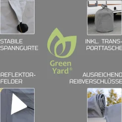 GreenYard Wohnwagen Abdeckplane mit Reflektoren Größe M | 550 x 250 x 220 cm