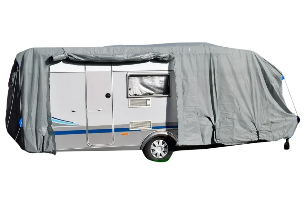 GreenYard Wohnwagen Abdeckplane mit Reflektoren Größe XXL | 730 x 250 x 220 cm