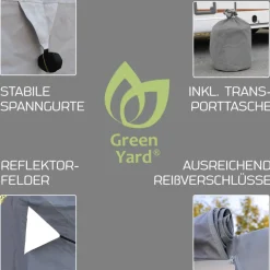 GreenYard Wohnwagen Abdeckplane mit Reflektoren Größe XXL | 730 x 250 x 220 cm