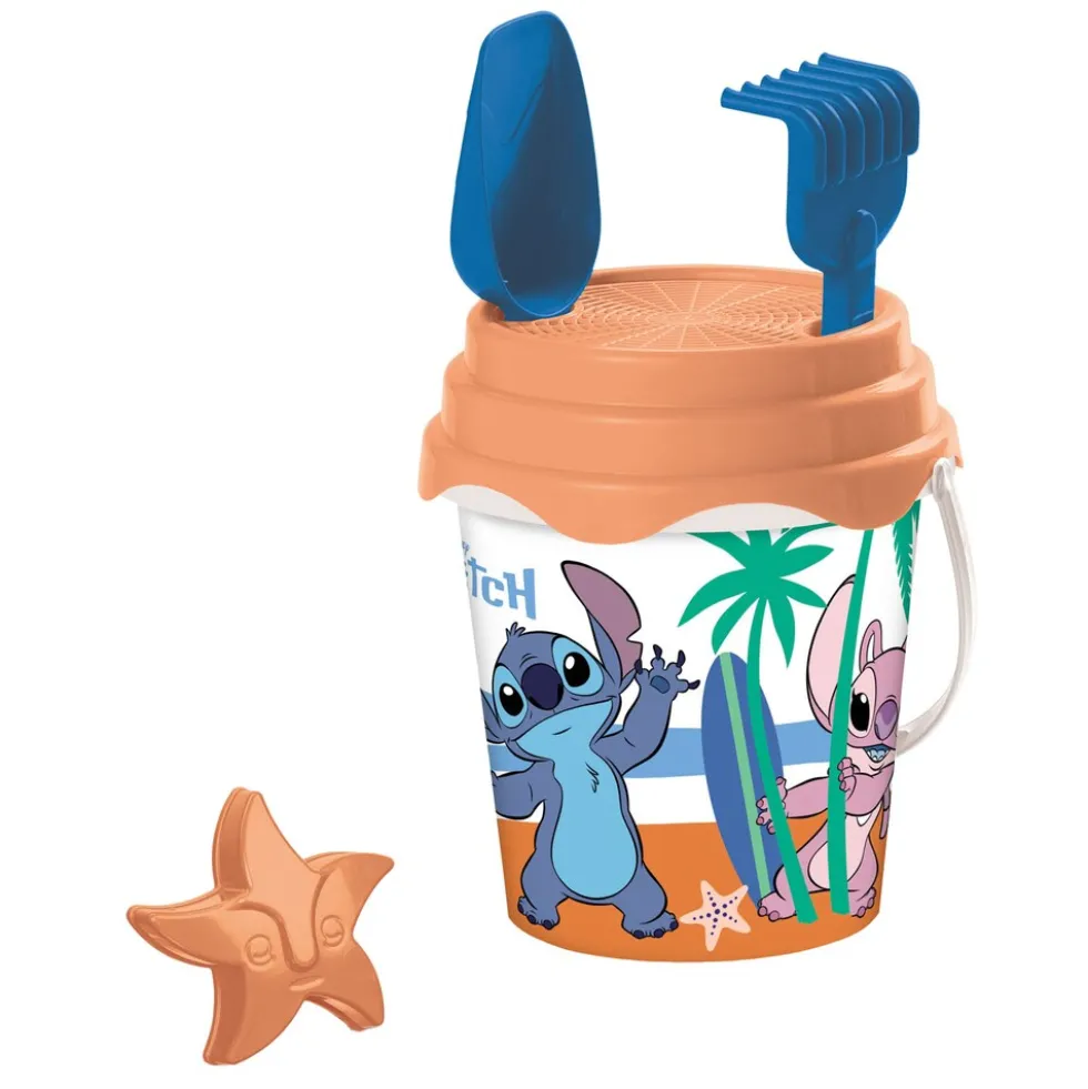 Happy People - Disney Stitch - Strandset Eimer Schaufel Gießkanne Sandspielzeug Sandform Förmchen