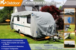 HC Outdoor Wohnwagen Abdeckplane Größe L 610 x 250 x 220 cm