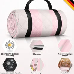HOEL Picknickdecke Rosa-Ivory