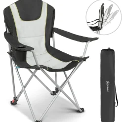 HOMECALL Campingstuhl Anglerstuhl Klappbar, Getränkehalter, Gepolstert, 3 fach Verstellbare Rückenlehne, bis 150KG