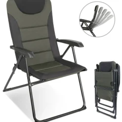 HOMECALL Campingstuhl Gartenstuhl klappbar, polyester, 5 fach Verstellbarer Rückenlehne, bis 150kg, schwarz/grün