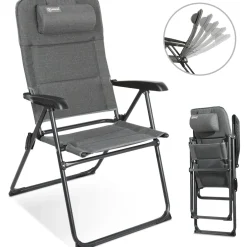 HOMECALL Campingstuhl Gartenstuhl Klappbar, UV+ Olefin-Stoff, 5 fach Verstellbarer Rückenlehne, bis 150kg