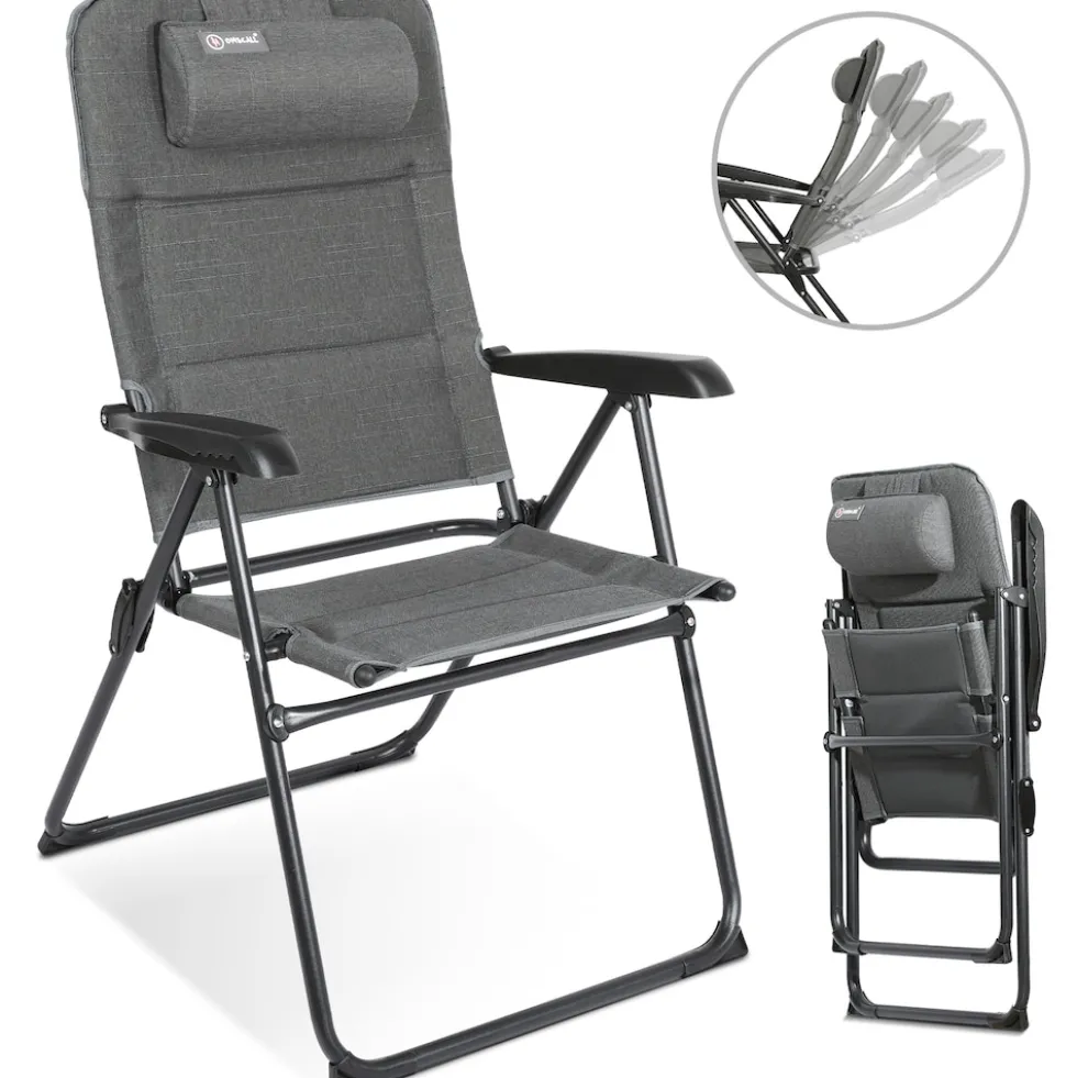 HOMECALL Campingstuhl Gartenstuhl Klappbar, UV+ Olefin-Stoff, 5 fach Verstellbarer Rückenlehne, bis 150kg