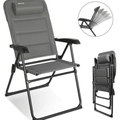 HOMECALL Campingstuhl Gartenstuhl Klappbar, Textilene gepolstert mit Quick-Dry-Schaum, 5 fach Verstellbarer Rückenlehne, bis 150kg