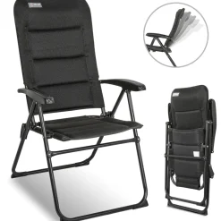 HOMECALL Gartenstuhl Hochlehner Campingstuhl Klappstühle Gepolstert Faltstuhl Balkonstuhl, mit 5-Fach Verstellbare lehne, Belastbar 150 KG (1 st)