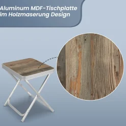 HOMECALL Leichter Campinghocker mit MDF Tisch, Aluminium Beistelltisch für Angeln, Picknick und Balkon